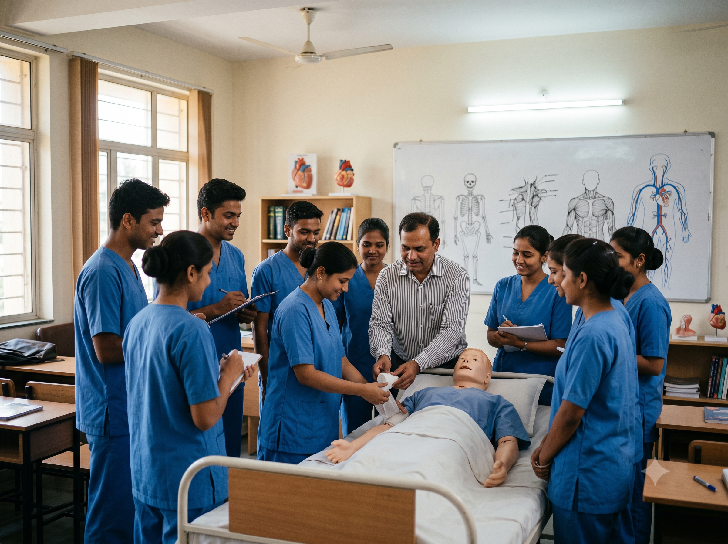 CareBridge training floor, trainees in uniform
